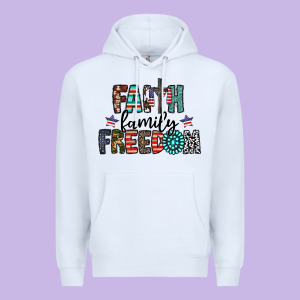 Faith Family Freedom Premium Hoodie Designed By Cowhidedigitalart