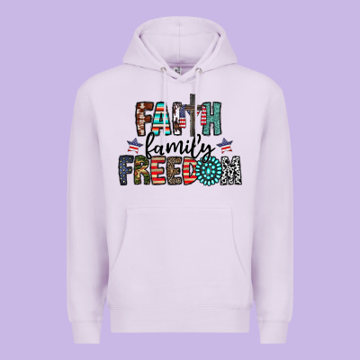 Faith Family Freedom Premium Hoodie Designed By Cowhidedigitalart