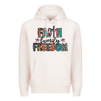 Pale Pink faith family freedom Premium Hoodie - CowhideDigitalArt