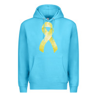 Ocean Blue sarcoma or bone cancer ribbon Premium Hoodie - FaDigitalArtStudio