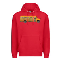Red school bus Premium Hoodie - FaDigitalArtStudio