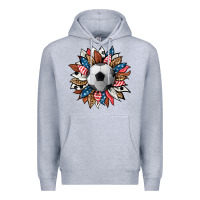 Heather Grey football sunflower Premium Hoodie - HRA Design Shop