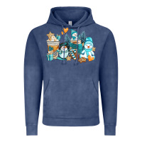 Vintage Denim winter snowman coffee cups Vintage Hoodie - AdoDesignShop