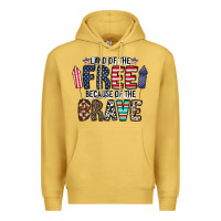 Antique Gold land of the beacause of the brave Premium Hoodie - CowhideDigitalArt