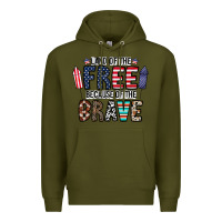 Army Green land of the beacause of the brave Premium Hoodie - CowhideDigitalArt