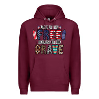 Burgundy land of the beacause of the brave Premium Hoodie - CowhideDigitalArt