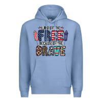 Colony Blue land of the beacause of the brave Premium Hoodie - CowhideDigitalArt