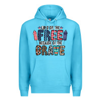 Ocean Blue land of the beacause of the brave Premium Hoodie - CowhideDigitalArt