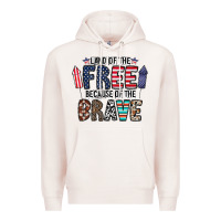 Pale Pink land of the beacause of the brave Premium Hoodie - CowhideDigitalArt