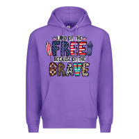 Purple land of the beacause of the brave Premium Hoodie - CowhideDigitalArt