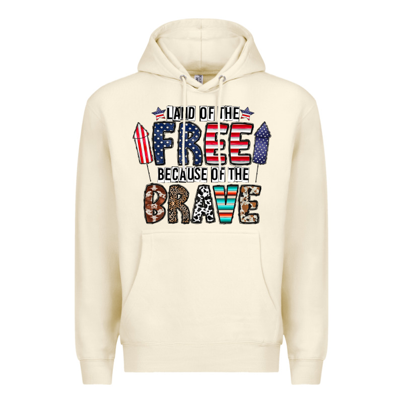 Land Of The Beacause Of The Brave Premium Hoodie by CowhideDigitalArt | Teevron