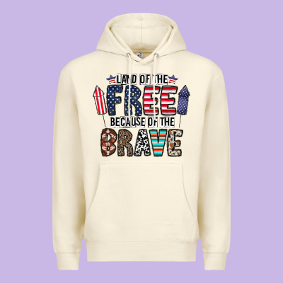 Land Of The Beacause Of The Brave Premium Hoodie Designed By Cowhidedigitalart