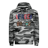 Slate Camo land of the beacause of the brave Premium Hoodie - CowhideDigitalArt