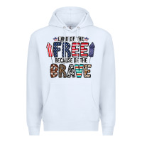 White land of the beacause of the brave Premium Hoodie - CowhideDigitalArt