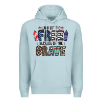 Blue Mist land of the beacause of the brave Premium Hoodie - CowhideDigitalArt