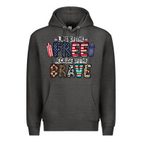 Charcoal Heather land of the beacause of the brave Premium Hoodie - CowhideDigitalArt