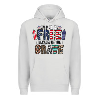 Dove Grey land of the beacause of the brave Premium Hoodie - CowhideDigitalArt
