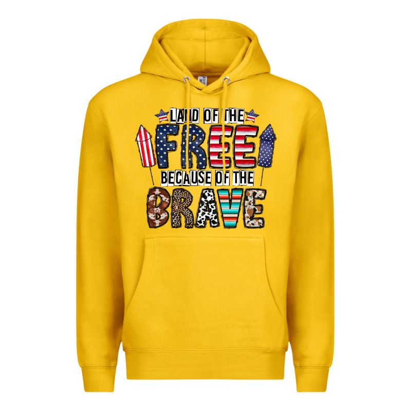 Land Of The Beacause Of The Brave Premium Hoodie by CowhideDigitalArt | Teevron
