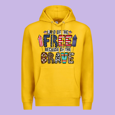 Land Of The Beacause Of The Brave Premium Hoodie Designed By Cowhidedigitalart
