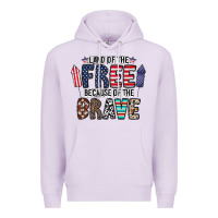 Lilac land of the beacause of the brave Premium Hoodie - CowhideDigitalArt