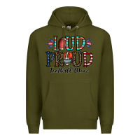 Army Green loud proud football mom Premium Hoodie - CowhideDigitalArt