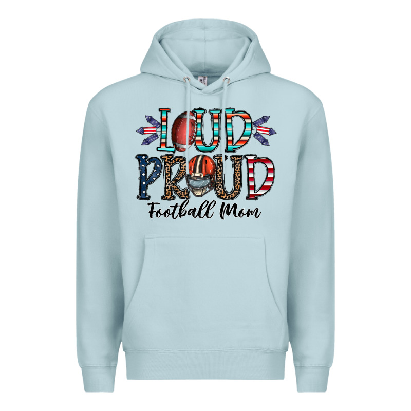 Loud Proud Football Mom Premium Hoodie by CowhideDigitalArt | Teevron