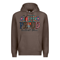 Coffee loud proud football mom Premium Hoodie - CowhideDigitalArt