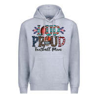 Heather Grey loud proud football mom Premium Hoodie - CowhideDigitalArt