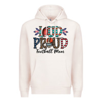 Pale Pink loud proud football mom Premium Hoodie - CowhideDigitalArt