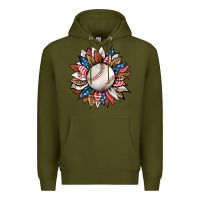 Army Green baseball sunflower Premium Hoodie - HRA Design Shop