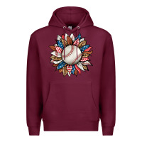 Burgundy baseball sunflower Premium Hoodie - HRA Design Shop