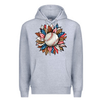 Heather Grey baseball sunflower Premium Hoodie - HRA Design Shop