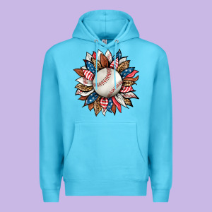 Baseball Sunflower Premium Hoodie Designed By Hra Design Shop