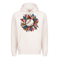 Pale Pink baseball sunflower Premium Hoodie - HRA Design Shop