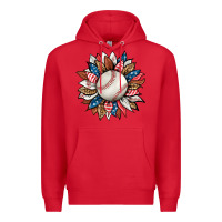 Red baseball sunflower Premium Hoodie - HRA Design Shop