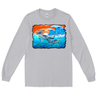 Moon Dust humpback whale and wave background Long Sleeve Tee - BarkalooDesign