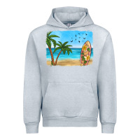 Heather Grey beach background Urban Hoodie - HRA Design Shop