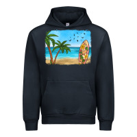 Navy beach background Urban Hoodie - HRA Design Shop