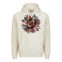 Oatmeal Heather american football sunflower Premium Hoodie - HRA Design Shop