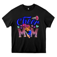Black Cheer Mom Heavy Core Tee - CowhideDigitalArt