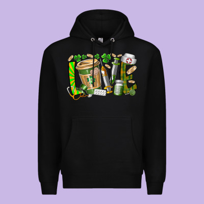 St Patricks Love Nurse Premium Hoodie Designed By Racoondesign