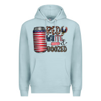 Blue Mist red white  boozed Premium Hoodie - CowhideDigitalArt