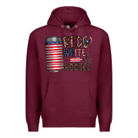 Burgundy red white  boozed Premium Hoodie - CowhideDigitalArt
