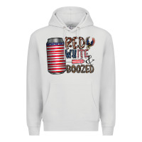Dove Grey red white  boozed Premium Hoodie - CowhideDigitalArt