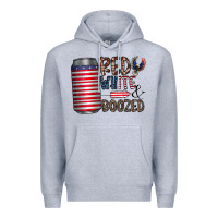 Heather Grey red white  boozed Premium Hoodie - CowhideDigitalArt