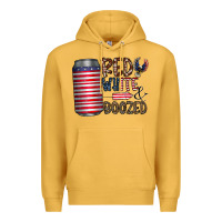 Mustard red white  boozed Premium Hoodie - CowhideDigitalArt