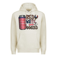 Oatmeal Heather red white  boozed Premium Hoodie - CowhideDigitalArt