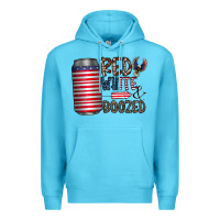 Ocean Blue red white  boozed Premium Hoodie - CowhideDigitalArt