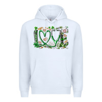 White st.patricks love nurse Premium Hoodie - RacoonDesign