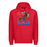 Red live love american football Premium Hoodie - HRA Design Shop